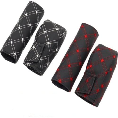 2Pcs/Set Faux Leather Hand Brake Shift Knob Cover Gear Case Car Interior Decor Shift Knob Shell Car Interior Protect Cover