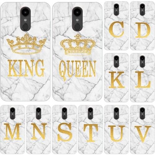 Phone Case for LG K20 K11 Plus K10 M250 2018 2017 K10 LTE K420N 2016 White Marble Golden English Letter Fashion Name Back Cover