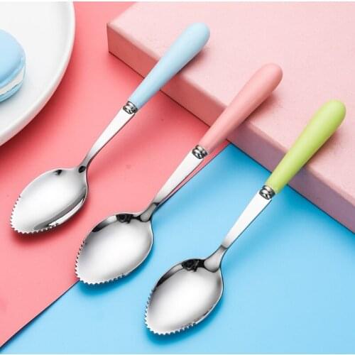 Kids Stainless Steel Grapefruit Spoon Mirror Polishing Spoon Baby Feeding Fruit Feeding Utensils