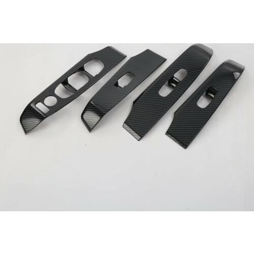 For Nissan Teana 2019 Car door armrest panel cover car window trim lifter buttons decoration strip 4pcs Carbon fiber style