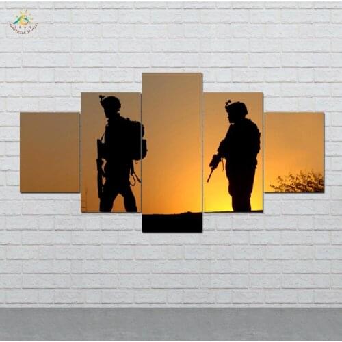 Two Soldiers Wall Art HD Prints Canvas Art Painting Modular Picture And Vintag Poster Canvas Painting Home Decor 5 PIECES