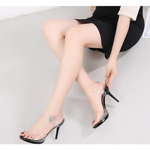 Elegant Stiletto Buckle Womens Style Pumps Stylish Comfort Banquet High Heels Transparent PVC Womens Sandals