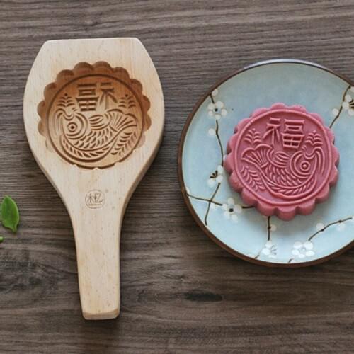 Chinese "Fu" Fish Wood Moon Cake Mold Mid-Autumn Festival Mooncake Baking Tool