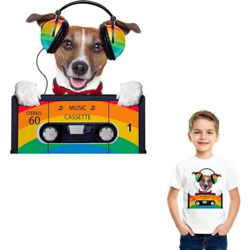 T-Shirt Dresses Parches Music Dog Diy Accessory Heat Transfer Badges Washable Clothing Deco Patches For Clothes