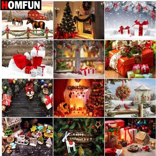 HOMFUN Full Diamond "Christmas gift christmas”DIY 5D Diamond Painting Cross Stitch Home Decor Picture Of Rhinestone Handmade