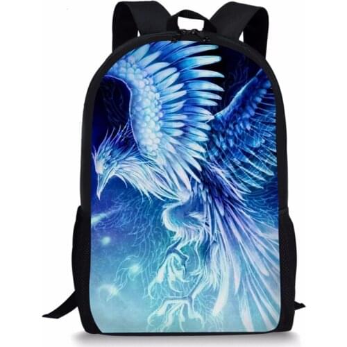 INJERSDESIGNS Fashion Ice phoenix Printing Backpack Women Men Travel School Backpack Animal Pattern School Bags Teenager Mochila