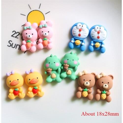 10Pcs Kawaii Cartoon Animals Flatback Resin Cabochons Accessories Flat back Duck Rabbit Phone Decoration DIY Scrapbooking Craft