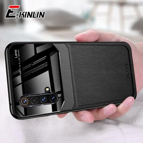 Leather Case For Realme X2 X3 Super Zoom 6 Pro X50 X50m Shockproof Silicone Glass Mirror Back Phone Cover