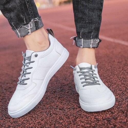 Leather Shoes Mens Sneakers Casual Lace-Up Black White Shoes Trainers Men Sport Shoes Spring/Autumn Cheap Trend Leather-shoes