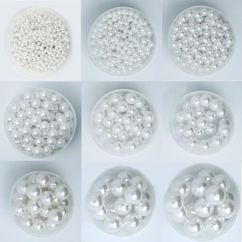 3mm-20mm White/Ivory ABS Imitation Pearl Beads Round Loose Spacer Beads For Jewelry Making DIY Bracelet Necklace
