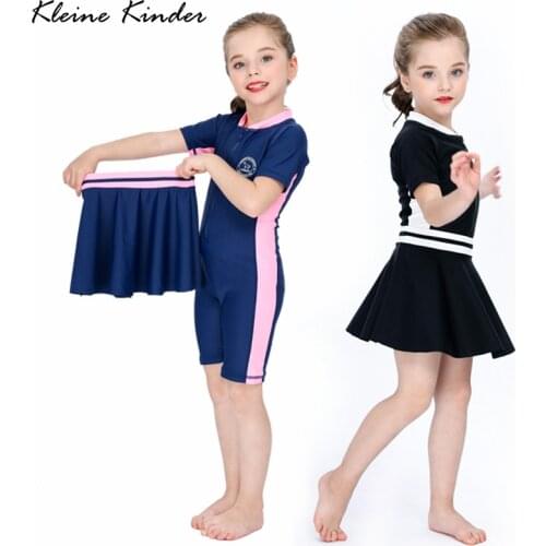 Girls Swimwear 3 Pieces with Cap Exercise Trainning Sports Girls' Swimsuit Bath Clothes Girl Children Swimming Suit Black Blue