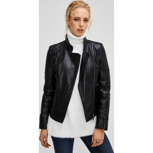 Black Womens Genuine Leather Jacket
