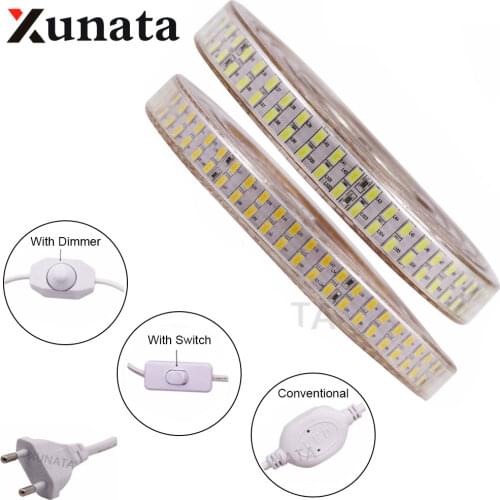 High Brightness AC 220V 5730 240 Leds/m LED Strip White/Warm White Dimmable Flexible Led Ribbon Tape Waterproof With EU Plug
