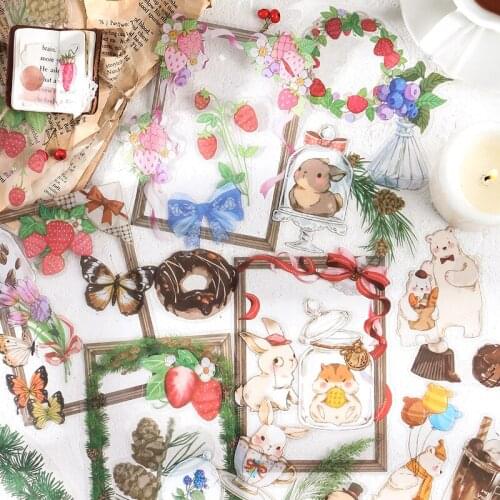 Forest Teaparty Series Animal Rabbit Bear PVC stickers Package DIY diary Journal decoration label sticker album scrapbooking