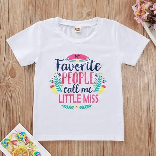 Summer Children Baby Girl Short Sleeve Letter Print Cotton Casual T-Shirt Tops Blouse KIds T-Shirts