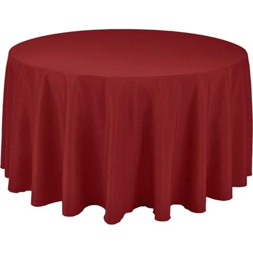 Hot Sale 305cm Round Polyester Plain Table Cloth For Wedding Party Banquet Decoration