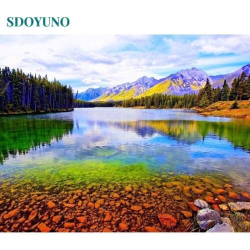 SDOYUNO 60x75cm Oil Painting By Numbers Scenery DIY Paint By Numbers For Adult Landscape Frameless Digital Hand Painting On Canv