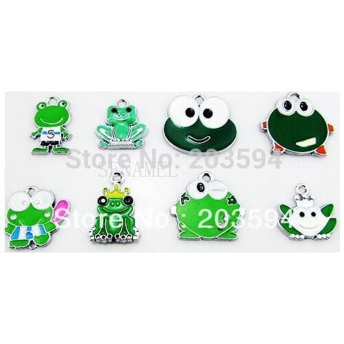 ME015 Wholesale 100Pcs/Lots DIY Alloy Mixed Enamel Frog Charms Fashion jewelry accessories, charms, pendants