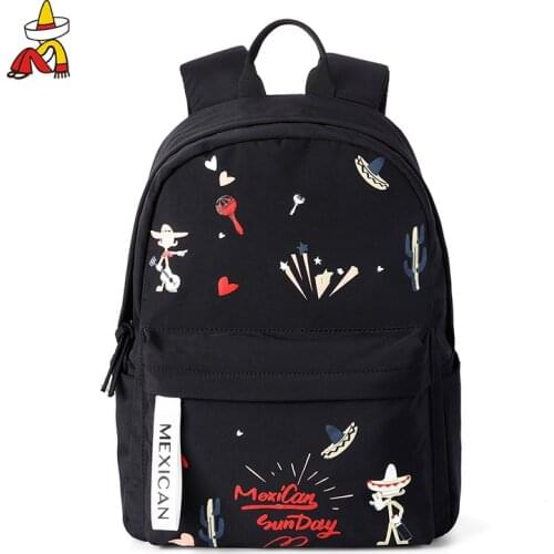 Mexican Fashion Women Waterproof Nylon Backpack Korean Style Designers Shoulder School Bag Leisure Rucksack For Girls