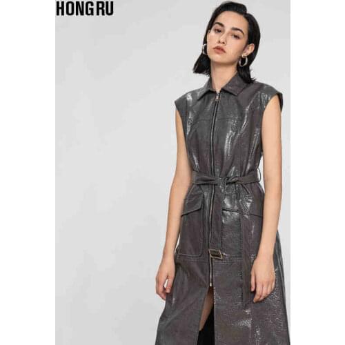 Fashion patent leather jacket Locomotive glossy shiny pu Leather Jacket female Punk Motorcyle sleeveless Jackets with belt F2248