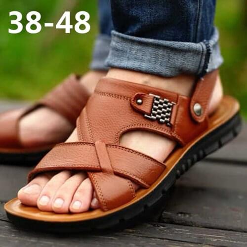 2021Men Roman Comfortable Outdoor Walking Footwear Men Leather Sandals Summer Classic Men Shoes Slippers Soft Sandals