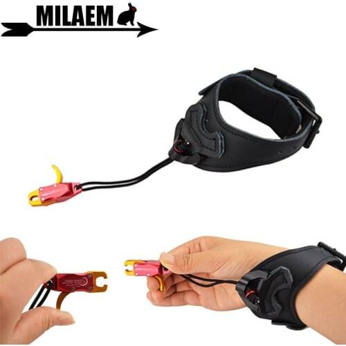 1pc Archery Compound Bow Wrist Release Aids Adjustable Strap Wrist Buckle Trigger Caliper Outdoor Hunting Shooting Accessories