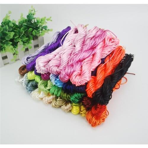 Multi 2mm 20M/pcs Kumihimo Nylon Cord Chinese Knot Cord Rattail Satin Braided String DIY Cords Jewelry Making Beading Rope ds5