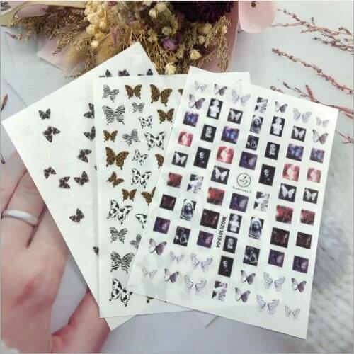 DIY New Arrival Traceless Nail Stickers Nail Deals Dark Butterflies Nail Decor
