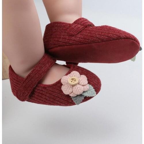 1 Pair Crib Shoes Flower Decoration Anti-skid Soft Sole Prewalker First Walking Shoe Baby Girls Toddlers First Walker Sandals