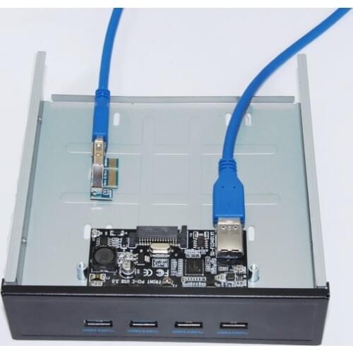 PCI-E 1x to 4 Ports USB 3.0 Card 5.25" Floppy Bay Front Panel USB3.0 Hub Splitter Internal Combo Bracket Adapter for PC Desktop