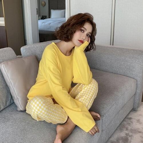 2 PCS Cotton Pajamas Floral Long Sleeve Pajamas Women Solid Sexy Store Top Pajama Beauty Lounge Wear Home Clothes Sleep Set H320