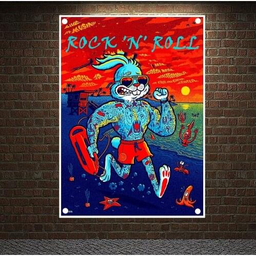 Rock Band Posters Banners & Flags Hip hop\Jazz\Reggae\Heavy Metal Music Poster Tapestry Hanging Painting Background Decor Cloth