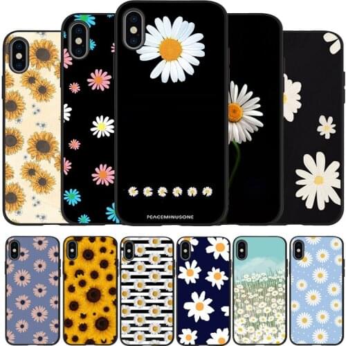 Yellow flower Small daisy sunflowe Black TPU Silicone Soft Phone Case For iPhone 11 12 Pro X XR XS MAX 5 6 7 8 Plus SE 2020