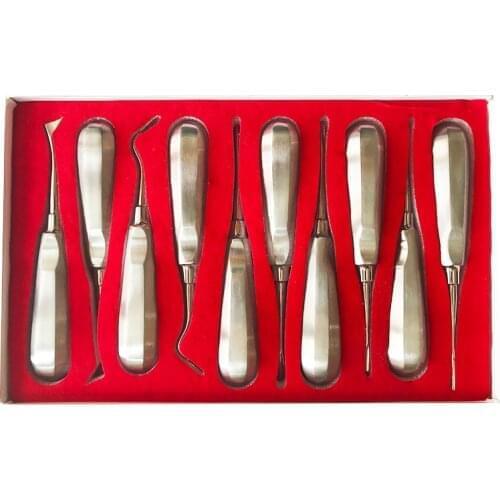 10pcs Dental Elevator Teeth Extraction Tooth Extracting Forceps Stainless Steel Curved Root Lift Elevator Dentist Surgical Tool