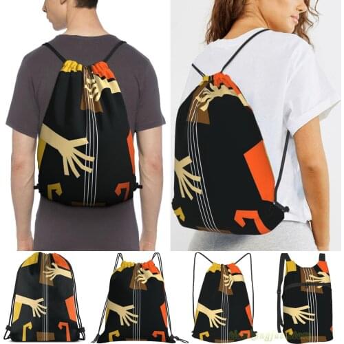 Unisex Drawstring Bags Jazz Double Bass Women Drawstring Backpacks Men Outdoor Travel Backpacks Training Fitness Bag
