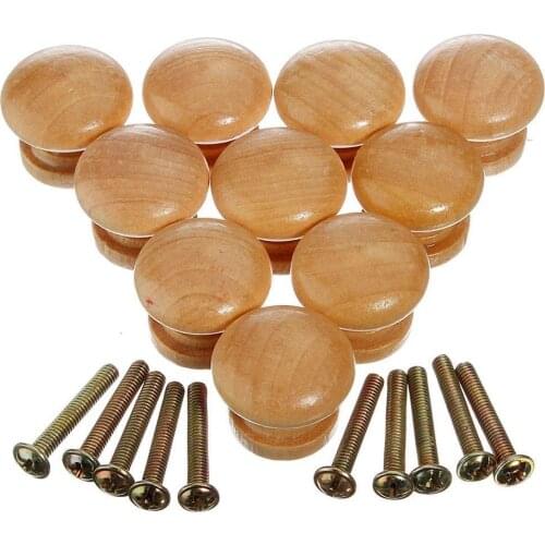 High Quality 10pcs 25mm Natural Wood Wooden Cabinet Knob Drawer Wardrobe Door Pull Handle