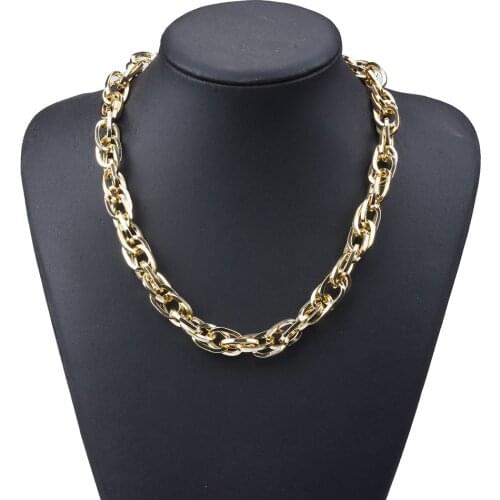 Fashion Gold Metal Chain Link Choker Necklace Women Simple Statement Punk Statement ZA Earring Jewelry Accessories 2021 New