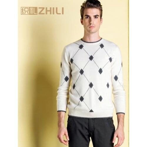 Winter Men Jumper 100% Pure Cashmere Knitted Sweater O-neck Long Sleeve Warm Pullovers Male 2017 New Sweaters thickening clothes