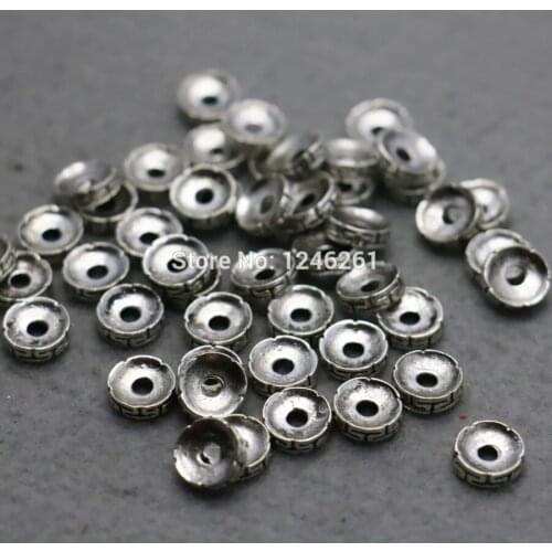 10PCS Hot Wholesale Circle Findings Separate Beads Silver-plate Machining Metal Parts 9*2mm Girl Jewelry Making Components Alloy