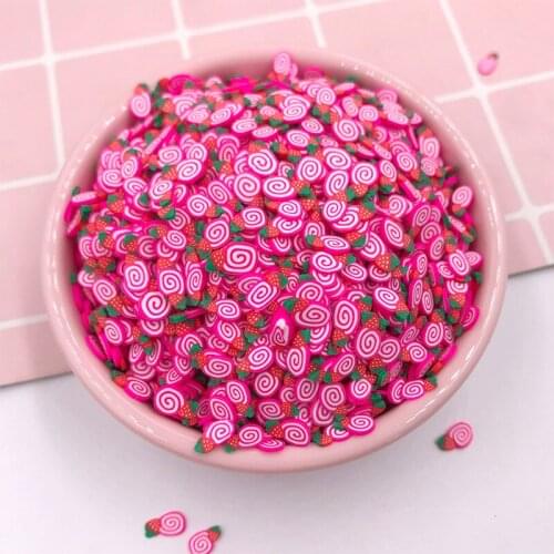 100g Polymer Hot Clay Strawberry Cake Slice Fake Sprinkles for Crafts Klei Crystal Mud Filler DIY Nail Arts Decoration 5mm