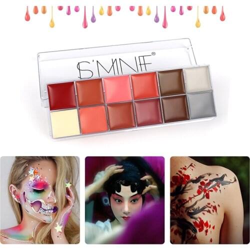 12 Colors Body Art Pigment Halloween Professional Masquerade Body Paint Theater Clown Waterproof Face Body Paint Pigment TSLM1