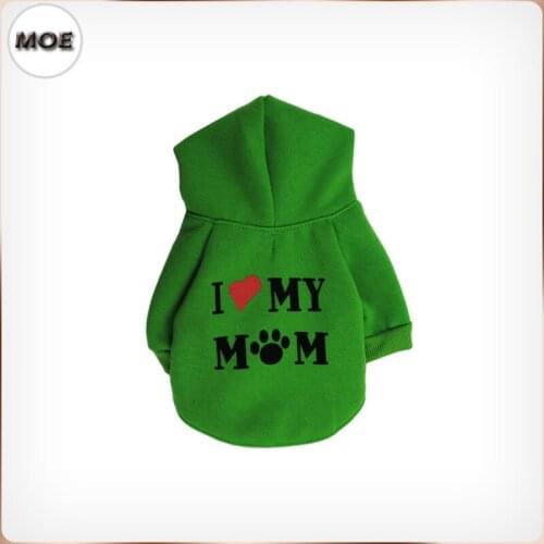 2017 I LOVE MOM Letter Warm Winter Dog Hoodies Five Colors Four Sizes
