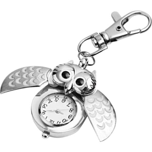 2021 Fashion Vintage Key Ring Animal Shaped Pocket Watch Key Ring Alloy Mini Watch Retro Quartz Clock Key Rings Accessories