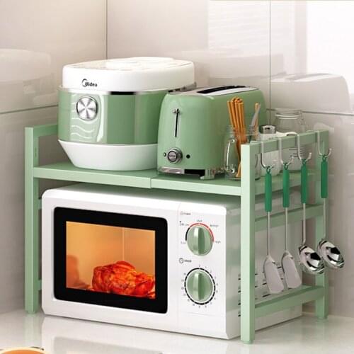 Anti-rust thick metal kitchen organizer household multi-layer table top microwave oven shelf fashion simple storage rack