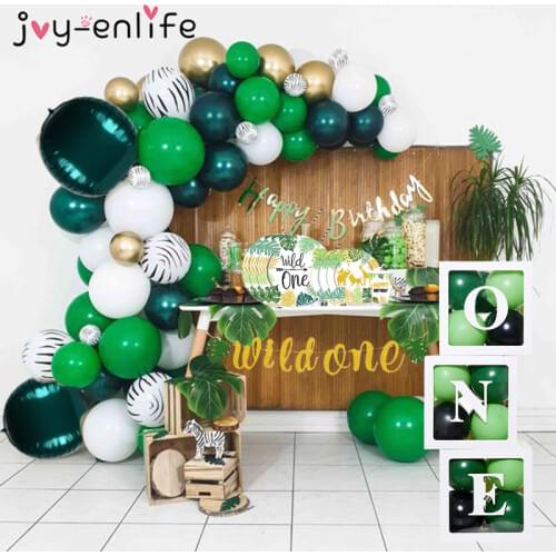 Wild One Birthday Party Tableware Balloon Arch Garland Jungle Safari Party Forest Decoration Kids First 1st Birthday Baby Shower