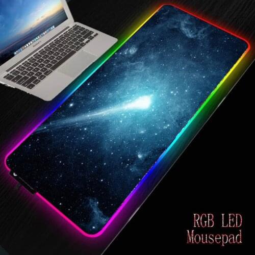 MRGBEST Outer Space Nebula RGB Large Mouse Pad Xxl Gamer Desk Non-slip Rubber MouseMat Led Mause Pads Backlit Keyboard Mice Mats