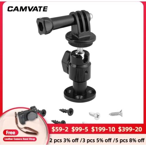 CAMVATE 1/4"-20 Ball Head Holder With Wall-mounted Base + GoPro Monopod Mount Adapter C2293