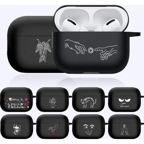 Earphone Sleeve for Apple AirPods Pro White Picture Protective Case Headphone Accessories Silicone Matte Black Earphone Case