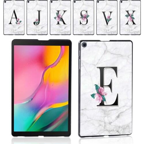 Tablet Case for Samsung Galaxy Tab A 10.1 2019 T510/T515 Initial Name Letter Pattern Plastic Back Shell Cover + Free Stylus