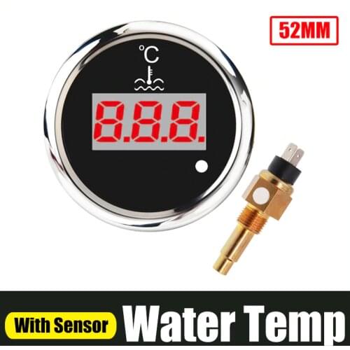 Digital 52mm Water Temp Gauge 40-120℃ With Water Temperature Sensor Sender M16*1.5 Water Temp Meter Indicator For Car Boat